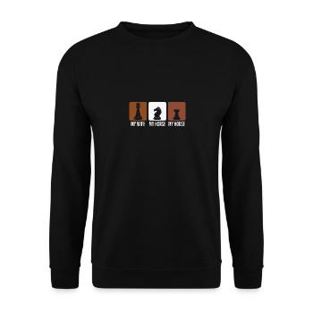 Chess Player Chess Games Chess Pun - Unisex Pullover - Schwarz - Vorne - Alina (178cm) & Michal (187cm)