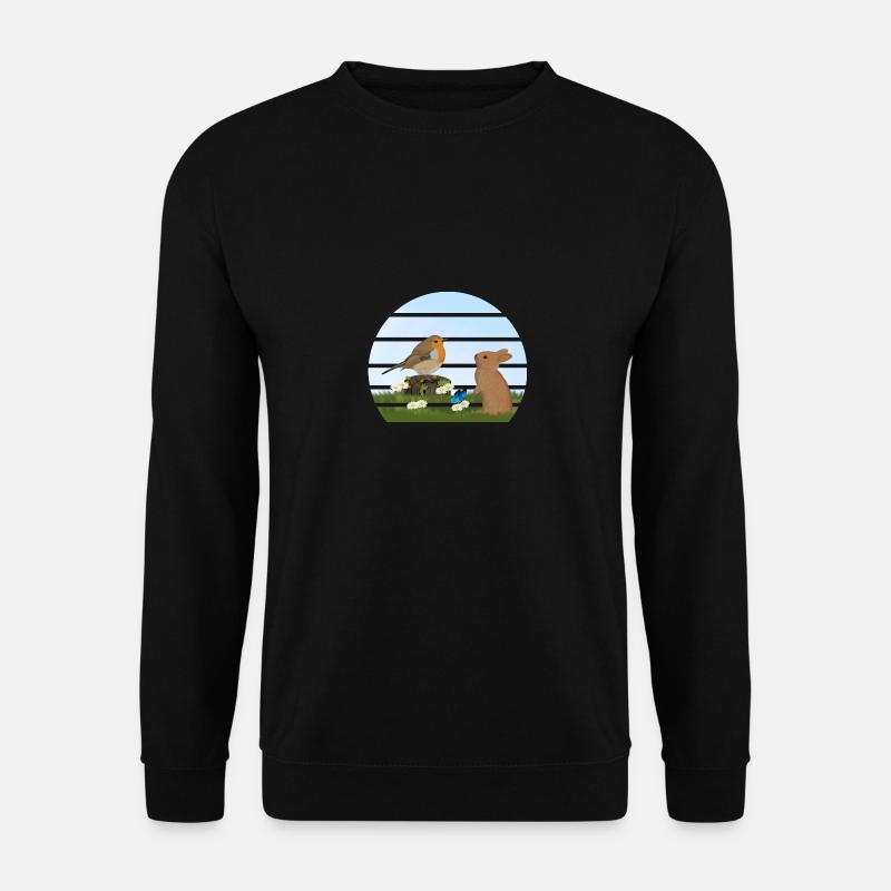 Robin Bird Rabbit Easter Spring - Unisex Sweatshirt - black