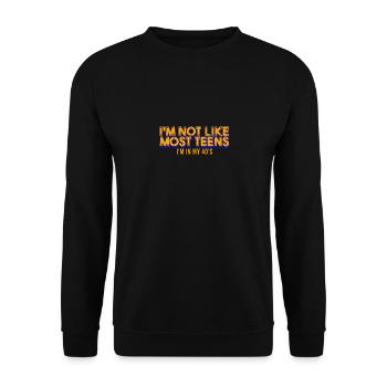 Citation sarcastique Je ne suis pas comme la plupart des adolescents que je suis dans mon - Sweat-shirt Unisexe - noir - Devant - Alina (178cm) & Michal (187cm)