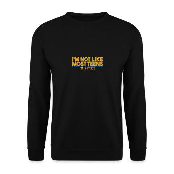 Citation sarcastique Je ne suis pas comme la plupart des adolescents que je suis dans mon - Sweat-shirt Unisexe - noir - Devant - Alina (178cm) & Michal (187cm)