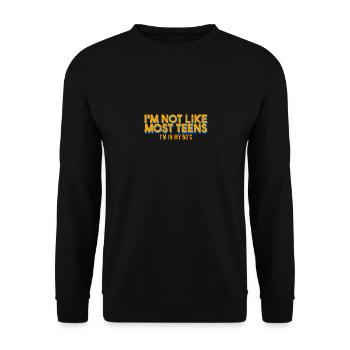 Citation sarcastique Je ne suis pas comme la plupart des adolescents que je suis dans mon - Sweat-shirt Unisexe - noir - Devant - Alina (178cm) & Michal (187cm)