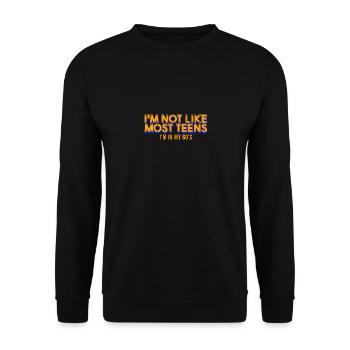 Citation sarcastique Je ne suis pas comme la plupart des adolescents que je suis dans mon - Sweat-shirt Unisexe - noir - Devant - Alina (178cm) & Michal (187cm)