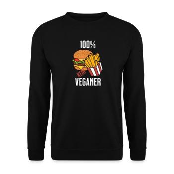 100% kein Veganer - Unisex Pullover - Schwarz - Vorne - Alina (178cm) & Michal (187cm)
