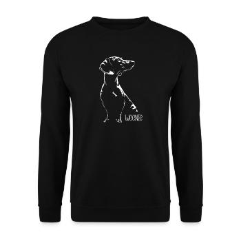 Weenie Dachshund Silhouette Hunde Hund Wilsigns - Unisex Pullover - Schwarz - Vorne - Alina (178cm) & Michal (187cm)
