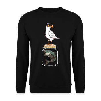 Seagull Seagulls Fish Fish Seagull Maritime - Unisex Sweatshirt - black - Front - Alina (178cm) & Michal (187cm)