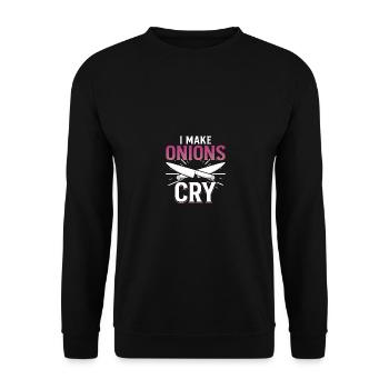 Je fais pleurer les oignons Cuisine Drôle Chef - Sweat-shirt Unisexe - noir - Devant - Alina (178cm) & Michal (187cm)