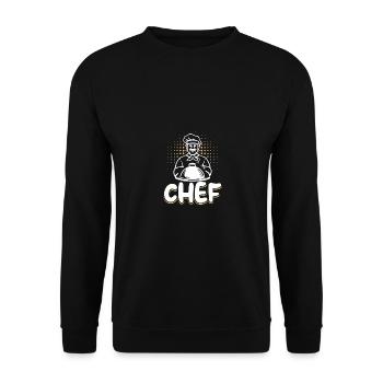 CHEF Koch Lustiges Kulinarisches Koch Motiv - Unisex Pullover - Schwarz - Vorne - Alina (178cm) & Michal (187cm)