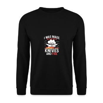 I Was Made To Play With Knives And Fire Kochen - Unisex Pullover - Schwarz - Vorne - Alina (178cm) & Michal (187cm)