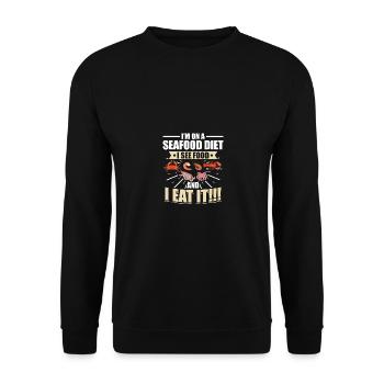 I'm on a seafood diet I see food and I eat it !!! - Unisex Sweatshirt - black - Front - Alina (178cm) & Michal (187cm)