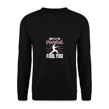 Don't Let The Ponytail Fool You Gym Boxer Men - Unisex Sweatshirt - black - Front - Alina (178cm) & Michal (187cm)