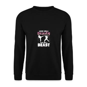 Look Like A Beauty Kick Like A Beast Boxing Gym - Unisex Pullover - Schwarz - Vorne - Alina (178cm) & Michal (187cm)