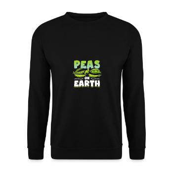 Vegan Peas On Earth Vegetarisch Vegan Lustig - Unisex Pullover - Schwarz - Vorne - Alina (178cm) & Michal (187cm)