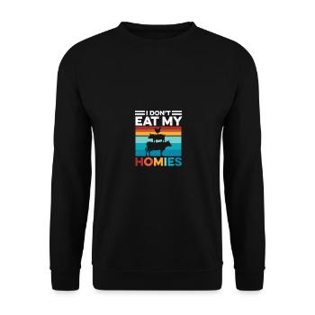 I Don't Eat My Homies Funny Vegetarian Vegan - Unisex Sweatshirt - black - Front - Alina (178cm) & Michal (187cm)