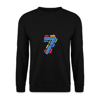 Kids Birthday Number 7 ToyCars für Kinder Jungen - Unisex Pullover - Schwarz - Vorne - Alina (178cm) & Michal (187cm)