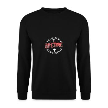 Membre à vie de l’équipe Jesus Christian - Sweat-shirt Unisexe - noir - Devant - Alina (178cm) & Michal (187cm)