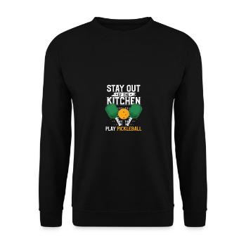 Restez en dehors de la cuisine Jouez au pickleball - Sweat-shirt Unisexe - noir - Devant - Alina (178cm) & Michal (187cm)