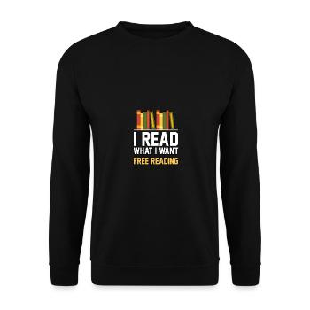 Je lis ce que je veux Lecture gratuite - Sweat-shirt Unisexe - noir - Devant - Alina (178cm) & Michal (187cm)