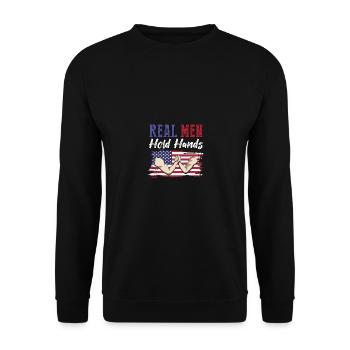 Real Men Hold Hands Armwrestling Arm Wrestling - Unisex Sweatshirt - black - Front - Alina (178cm) & Michal (187cm)