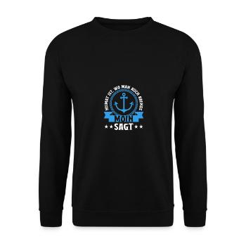 Heimat ist wo man auch Abends Moin sagt - Unisex Pullover - Schwarz - Vorne - Alina (178cm) & Michal (187cm)