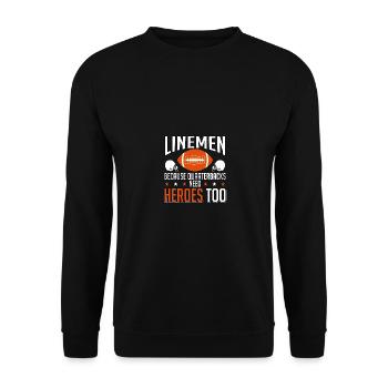 Les joueurs de ligne parce que les quarts-arrières ont aussi besoin de héros - Sweat-shirt Unisexe - noir - Devant - Alina (178cm) & Michal (187cm)