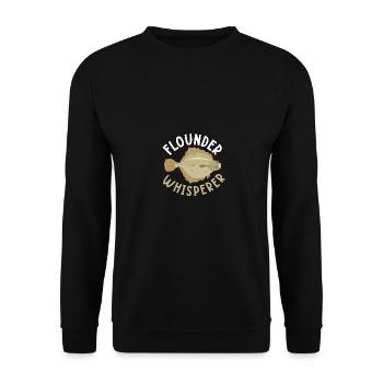 Flounder Whisperer Flunderflüsterer Angler - Unisex Sweatshirt - black - Front - Alina (178cm) & Michal (187cm)