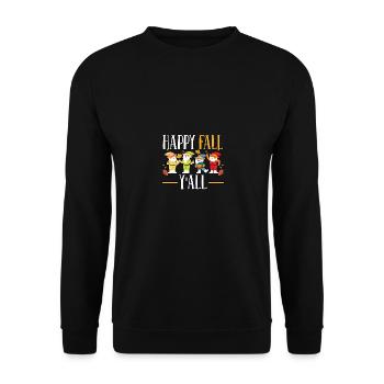 Happy Fall Y'all Zwerge Erntedank Herbst - Unisex Pullover - Schwarz - Vorne - Alina (178cm) & Michal (187cm)