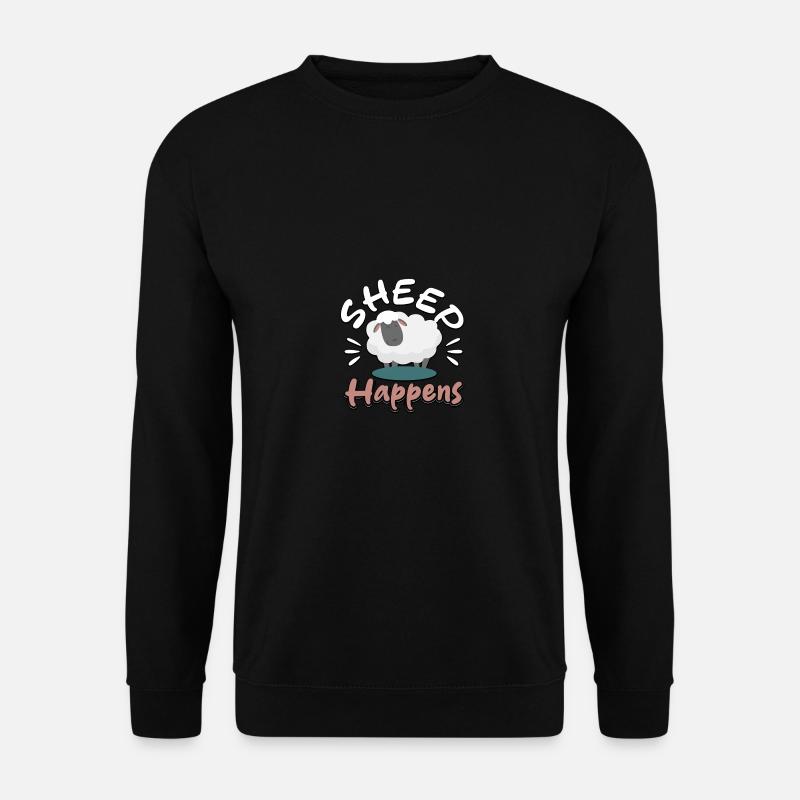 Sheep Happens Ironischer Schafhirte - Unisex Pullover - Schwarz