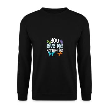 Tu me donnes des papillons Entomologie - Sweat-shirt Unisexe - noir - Devant - Alina (178cm) & Michal (187cm)