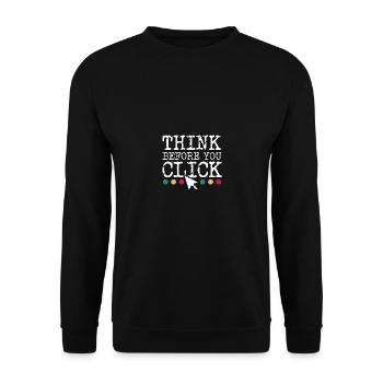 Réfléchissez avant de cliquer sur Cybersécurité - Sweat-shirt Unisexe - noir - Devant - Alina (178cm) & Michal (187cm)