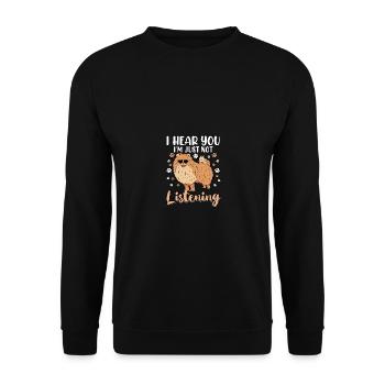 I Hear You I'm Not Listening Niedlicher - Unisex Pullover - Schwarz - Vorne - Alina (178cm) & Michal (187cm)