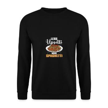 Less Upsetti More Spaghetti Italienisches Essen - Unisex Pullover - Schwarz - Vorne - Alina (178cm) & Michal (187cm)
