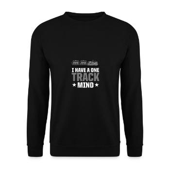 J’ai un chemin de fer modèle ferroviaire à voie unique - Sweat-shirt Unisexe - noir - Devant - Alina (178cm) & Michal (187cm)