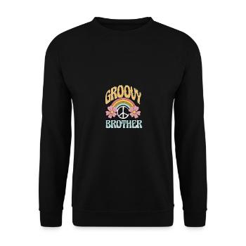 Groovy Brother for Retro Hippie Men Brothers - Unisex Sweatshirt - black - Front - Alina (178cm) & Michal (187cm)