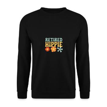 Retired Hippie Seventies Hippie Hippy - Unisex Sweatshirt - black - Front - Alina (178cm) & Michal (187cm)