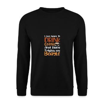 Je veux juste boire du café et traîner avec mon - Sweat-shirt Unisexe - noir - Devant - Alina (178cm) & Michal (187cm)