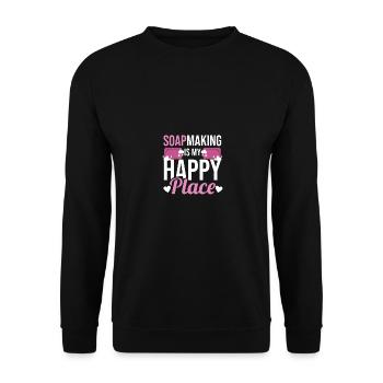 Soapmaking Is My Happy Place Seifenherstellung - Unisex Sweatshirt - black - Front - Alina (178cm) & Michal (187cm)
