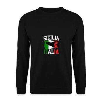 Sicilia Italia Drapeau italien Italie - Sweat-shirt Unisexe - noir - Devant - Alina (178cm) & Michal (187cm)