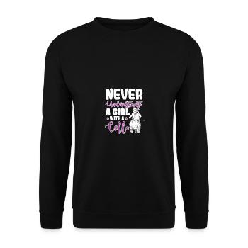 Ne sous-estimez jamais A Girl With A Cello pour femme - Sweat-shirt Unisexe - noir - Devant - Alina (178cm) & Michal (187cm)
