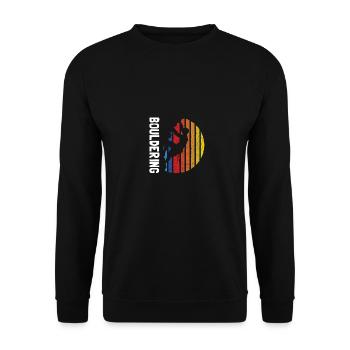Bouldering Bouldern Vintage Bergklettern - Unisex Pullover - Schwarz - Vorne - Alina (178cm) & Michal (187cm)