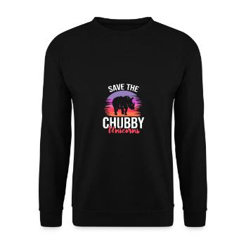 Save The Chubby Unicorns Rhinozeros Rino Männer - Unisex Pullover - Schwarz - Vorne - Alina (178cm) & Michal (187cm)