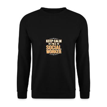 Restez calme Je suis un travailleur social pour les hommes femmes - Sweat-shirt Unisexe - noir - Devant - Alina (178cm) & Michal (187cm)