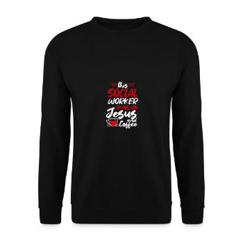Ce travailleur social court sur Jésus et le café pour - Sweat-shirt Unisexe - noir - Devant - Alina (178cm) & Michal (187cm)
