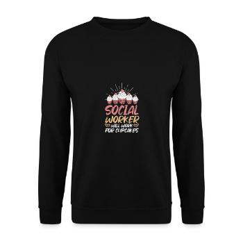 Un travailleur social travaillera pour des cupcakes pour hommes - Sweat-shirt Unisexe - noir - Devant - Alina (178cm) & Michal (187cm)