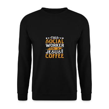Ce travailleur social court sur Jésus et le café pour - Sweat-shirt Unisexe - noir - Devant - Alina (178cm) & Michal (187cm)
