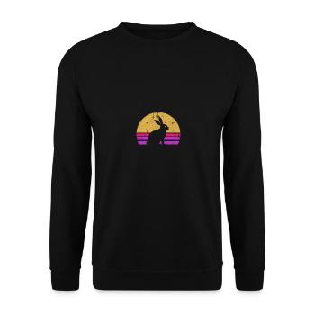 Rabbit Bunny Hare in Sunset for women - Unisex Sweatshirt - black - Front - Alina (178cm) & Michal (187cm)