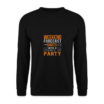 Fléchettes de prévisions de week-end avec une chance de fête - Sweat-shirt Unisexe - noir - Devant - Alina (178cm) & Michal (187cm)