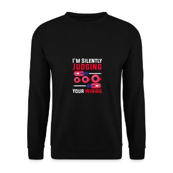 Je juge silencieusement votre câblage pour les électriciens - Sweat-shirt Unisexe - noir - Devant - Alina (178cm) & Michal (187cm)