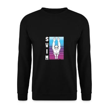 SWIM Schwimmen Retro Vintage Für Männer Frauen - Unisex Pullover - Schwarz - Vorne - Alina (178cm) & Michal (187cm)