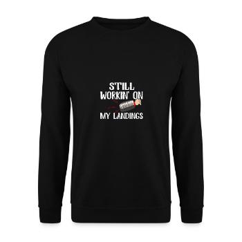 Still Workin' On My Landings Gebrochener Arm - Unisex Pullover - Schwarz - Vorne - Alina (178cm) & Michal (187cm)