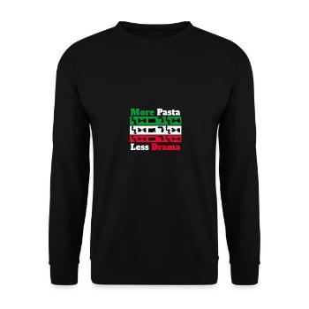 More Pasta Less Drama Für Pasta-Liebhaber Männer - Unisex Pullover - Schwarz - Vorne - Alina (178cm) & Michal (187cm)